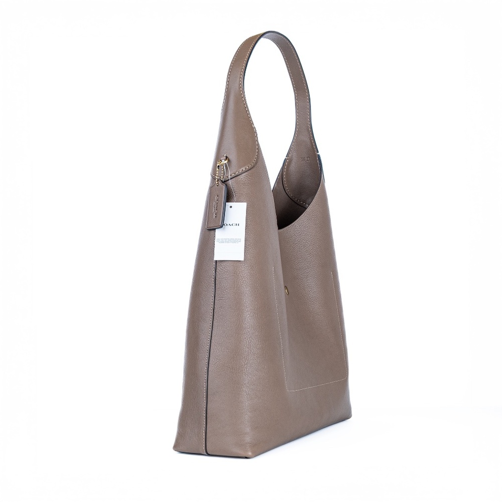 NWT COACH Brooklyn 39 Large Leather Shoulder Bag CU044 Dark Stone Tan $495 - Picture 4 of 11